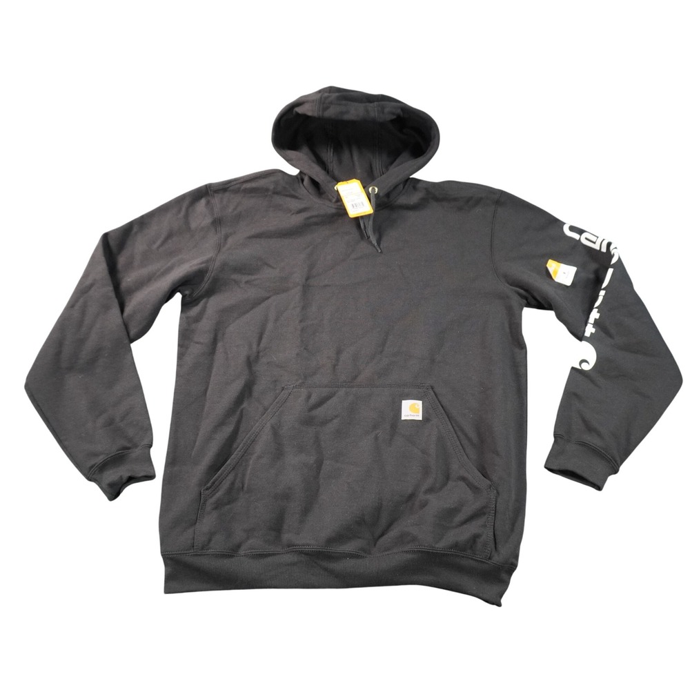 Carhartt Graphic Sleeve Hoodie Mens Medium Black Loose Fit Midweight K288-BLK